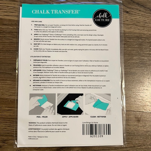 Love Brings Us Home Chalk Couture Transfer Size A - Picture 2 of 2